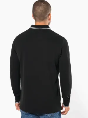 Men’s long-sleeved piqué knit polo shirt