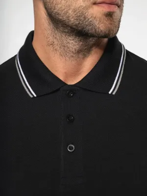 Men’s long-sleeved piqué knit polo shirt