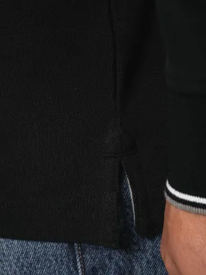 Men’s long-sleeved piqué knit polo shirt