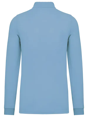 Men's long-sleeved polo shirt – Sky Blue