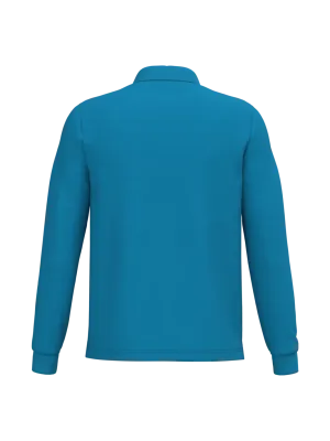 Men's long-sleeved polo shirt – Tropical Blue