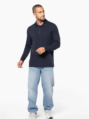 Polo piqué de manga larga de hombre