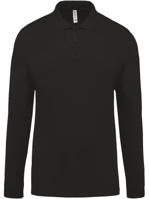 Polo piqué de manga larga de hombre – Black