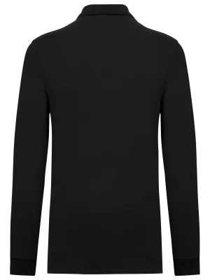 Polo piqué manches longues Bio180 homme – Black