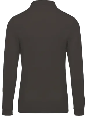 Polo piqué de manga larga de hombre – Dark Grey