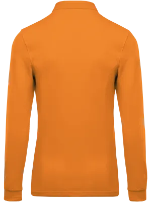 Polo piqué de manga larga de hombre – Orange