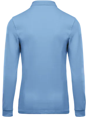 Polo piqué de manga larga de hombre – Sky Blue