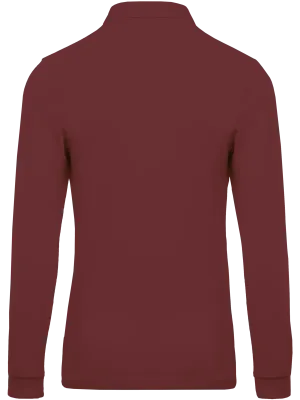 Polo piqué de manga larga de hombre – Wine