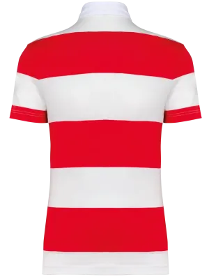 Polo rugby rayé manches courtes unisexe – Red / White Stripes