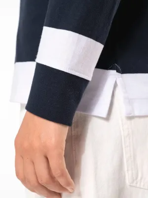 Unisex long-sleeved striped polo shirt