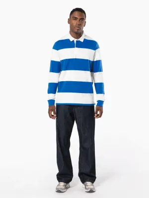 Unisex long-sleeved striped polo shirt