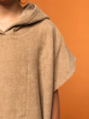 Kids hooded towelling poncho