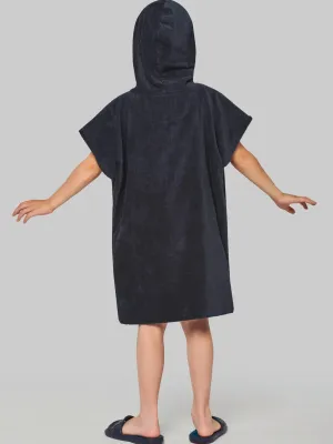 Kids hooded towelling poncho