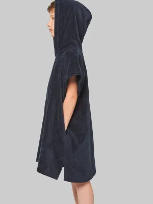 Kids hooded towelling poncho