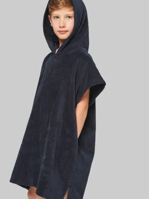 Kids hooded towelling poncho