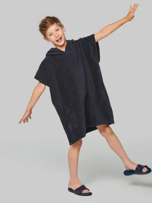 Kids hooded towelling poncho
