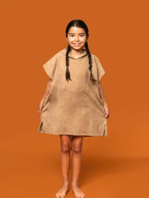 Kids hooded towelling poncho