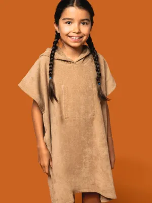 Kids hooded towelling poncho
