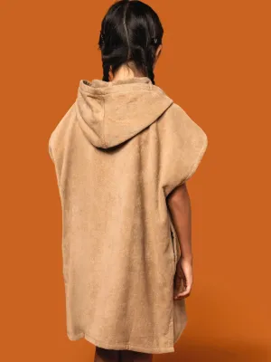 Kids hooded towelling poncho