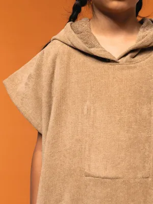 Kids hooded towelling poncho