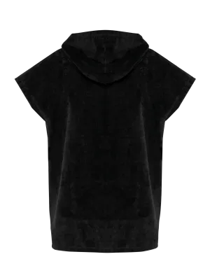 Kids hooded towelling poncho – Black