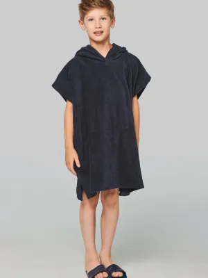 Kids hooded towelling poncho
