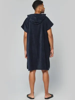 Unisex hooded towelling poncho