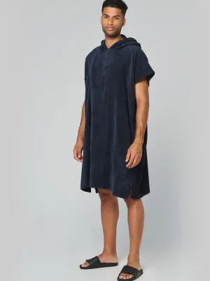 Unisex hooded towelling poncho