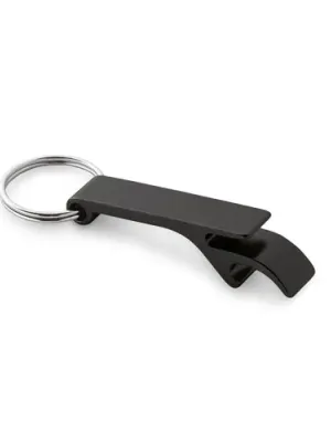 RE-BAITT. Porte-clés avec décapsuleur en aluminium recyclé (100% rAL) – Noir