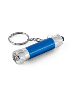 LERGAN. Porte-clés en aluminium avec lampe de poche 3 LED – Bleu royal