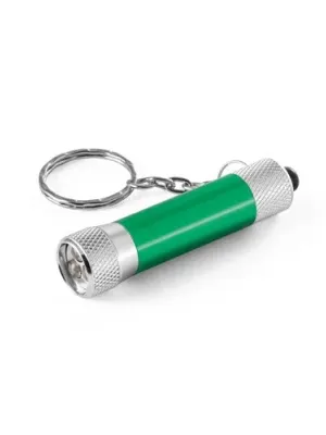 RE-LERGAN. Porte-clés en aluminium (92 % recyclé) avec lampe de poche LED à 3 lumières – Vert