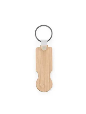 SHOPZ. Porte-clés en bambou avec extrémité en forme de pièce de monnaie