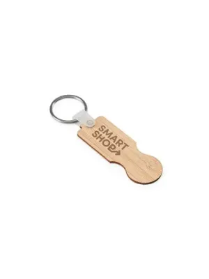 SHOPZ. Porte-clés en bambou avec extrémité en forme de pièce de monnaie