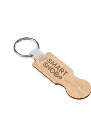 SHOPZ. Porte-clés en bambou avec extrémité en forme de pièce de monnaie