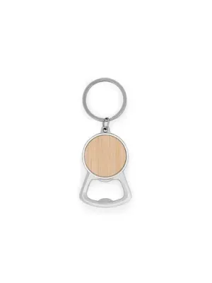 MEEKO. Porte-clés en fer de forme ronde en zinc et bambou