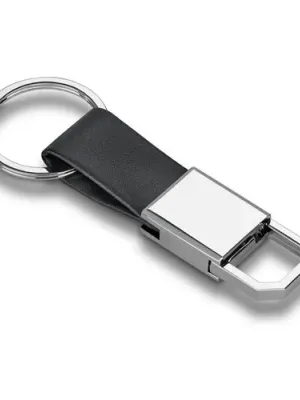 BOURCHIER. Porte-clés en métal et PU – Noir