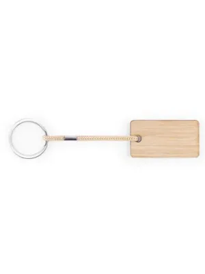 HOPPS. Rectangular bamboo keyring with PET cord