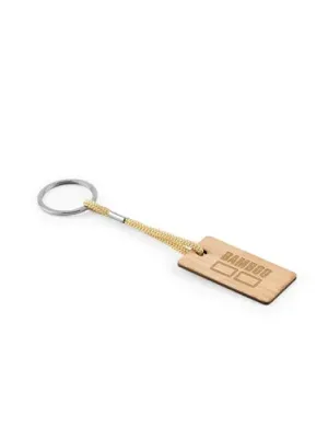 HOPPS. Rectangular bamboo keyring with PET cord