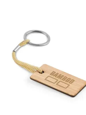 HOPPS. Rectangular bamboo keyring with PET cord