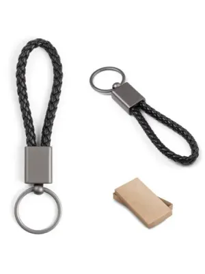 KETCHUM. Rectangular key holder with braided polyester cord (21% recycled) and polyurethane (79% recycled)