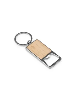 SYLVESTER. Porte-clés rectangulaire en fer avec décapsuleur – Naturel