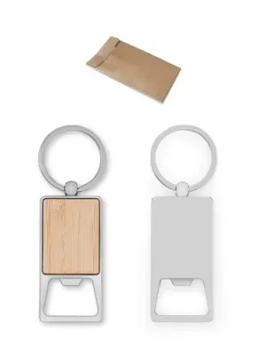 SYLVESTER. Porte-clés rectangulaire en fer avec décapsuleur