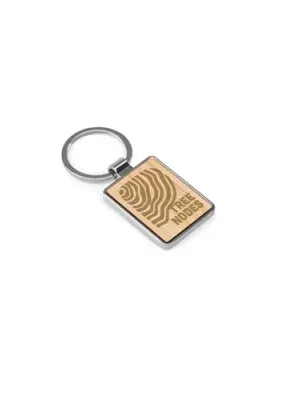GASTON RECTANGULAR. Rectangular iron keychain in zinc and bamboo
