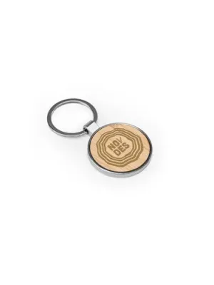 GASTON ROUND. Porte-clés rond en zinc et bambou