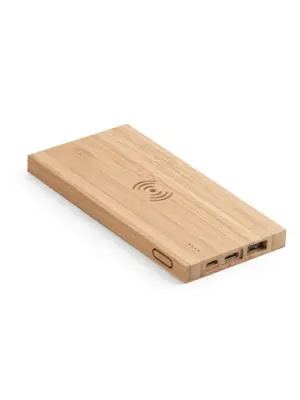 FITCH. Power bank 5'000 mAh con cargador inalámbrico de 5W, fabricado en bambú – Naturel