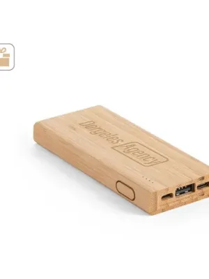 KOHN. Power bank 5'000 mAh, fabricado en bambú