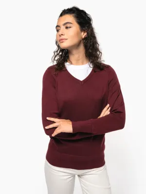 Pull col V femme