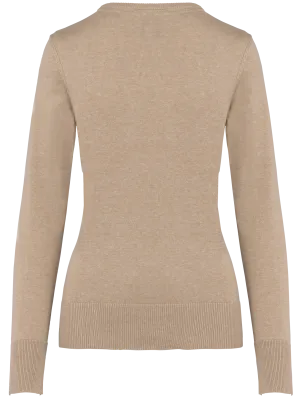 Pull col V femme – Beige heather