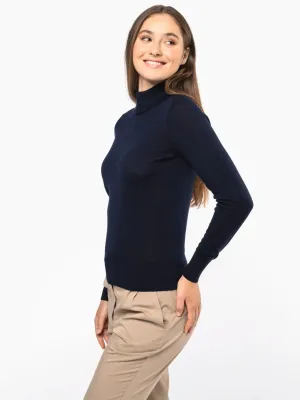Pull Mérinos col roulé femme