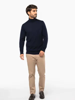 Pull Mérinos col roulé homme